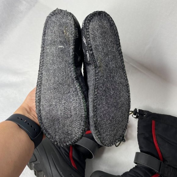 Sorel Unisex Children's Snow Boots Black & Red Size 3 - Picture 9 of 12